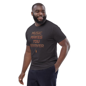 Image Title 'Music Makes You Braver' Embers Organic Cotton T-Shirt
